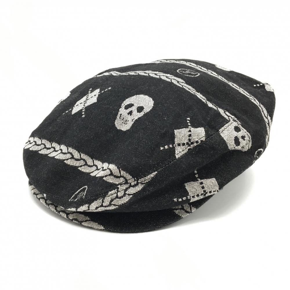 マークアンドロナ ハンチング帽 黒×白 スカル レディース S ゴルフウェア MARK＆LONA