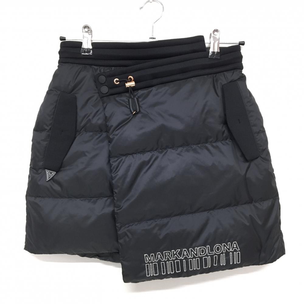 【超美品】マークアンドロナ ダウンスカート 黒 保温性 ウエストドローコード レディース 38(M) ゴルフウェア 2024年モデル MARK＆LONA