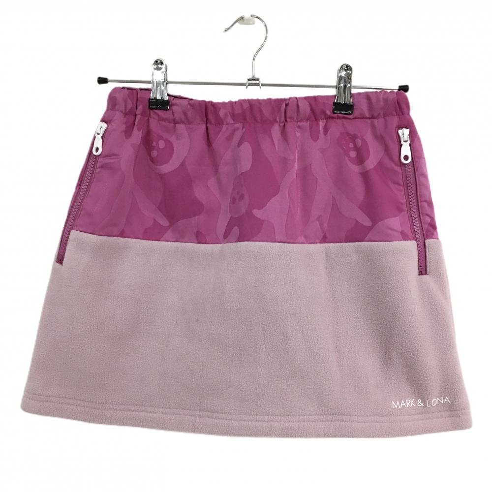 【超美品】マークアンドロナ 中綿スカート ピンク系 上部迷彩 カモフラ フリース ウエストゴム  レディース 38(M) ゴルフウェア MARK＆LONA