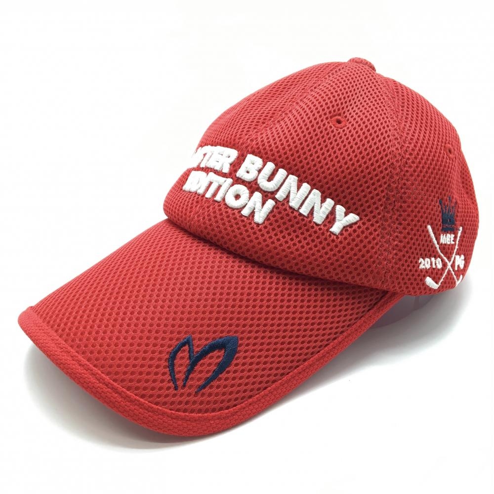 【超美品】マスターバニー メッシュキャップ レッド×白 ロゴ刺しゅう レディース S ゴルフウェア MASTER BUNNY EDITION