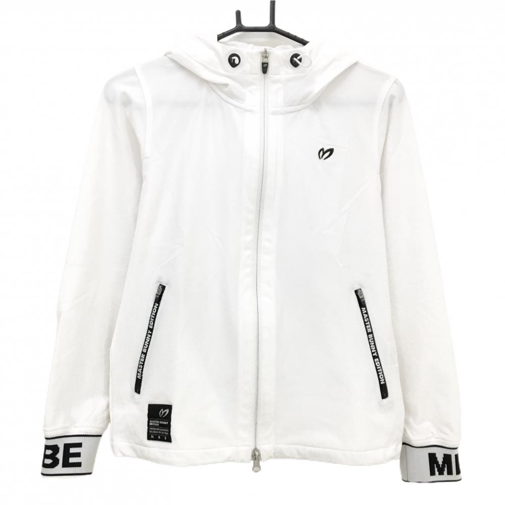 マスターバニー ジップパーカー 白×黒 袖口ロゴ ブルゾン ストレッチ レディース 0(S) ゴルフウェア MASTER BUNNY EDITION