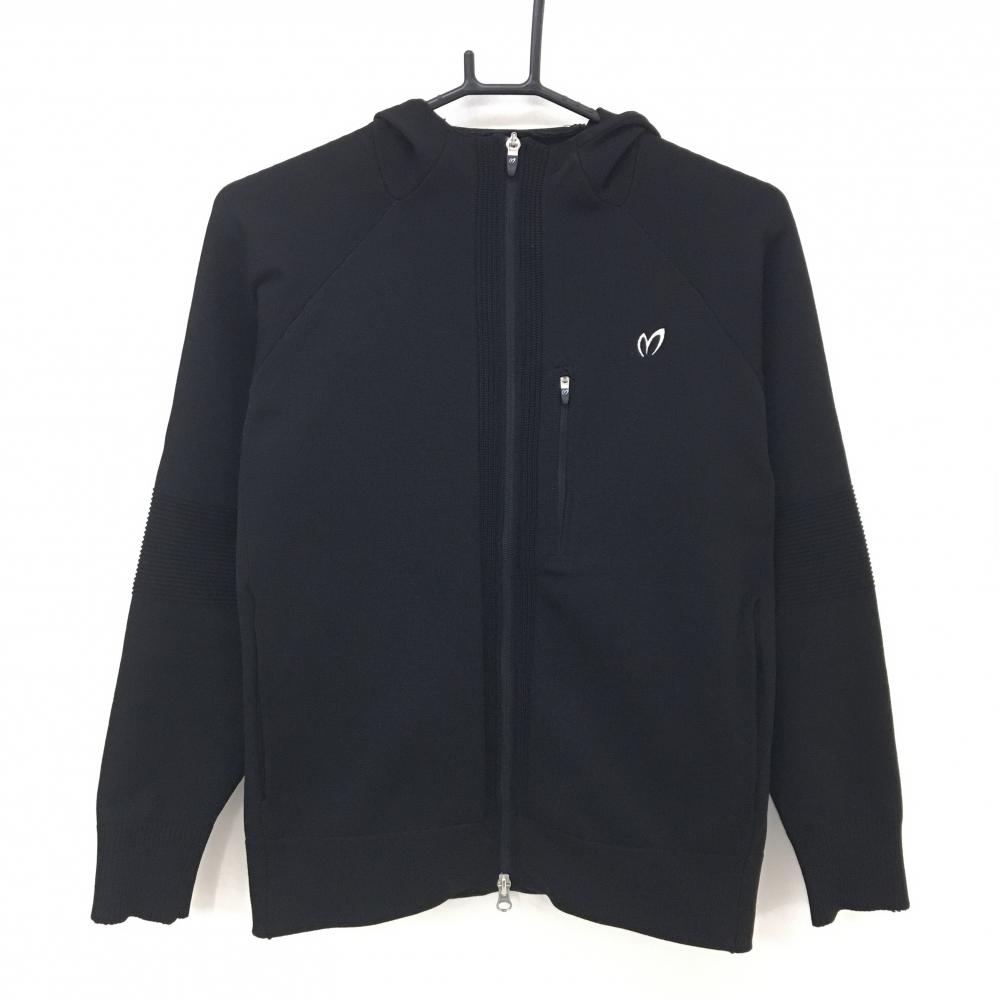 【美品】マスターバニー ニットジップパーカー 黒 ジャケット 3ポケット レディース 0(S) ゴルフウェア MASTER BUNNY EDITION