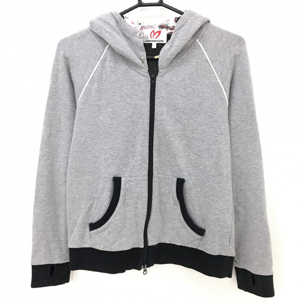 マスターバニー ジップパーカー 杢グレー×黒 フード裏柄 裏起毛  レディース 1(M) ゴルフウェア MASTER BUNNY EDITION