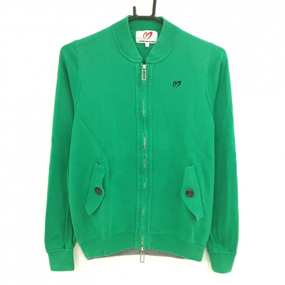 マスターバニー ニットジャケット グリーン コットン100% エルボーパッチ レディース 1(M) ゴルフウェア MASTER BUNNY EDITION