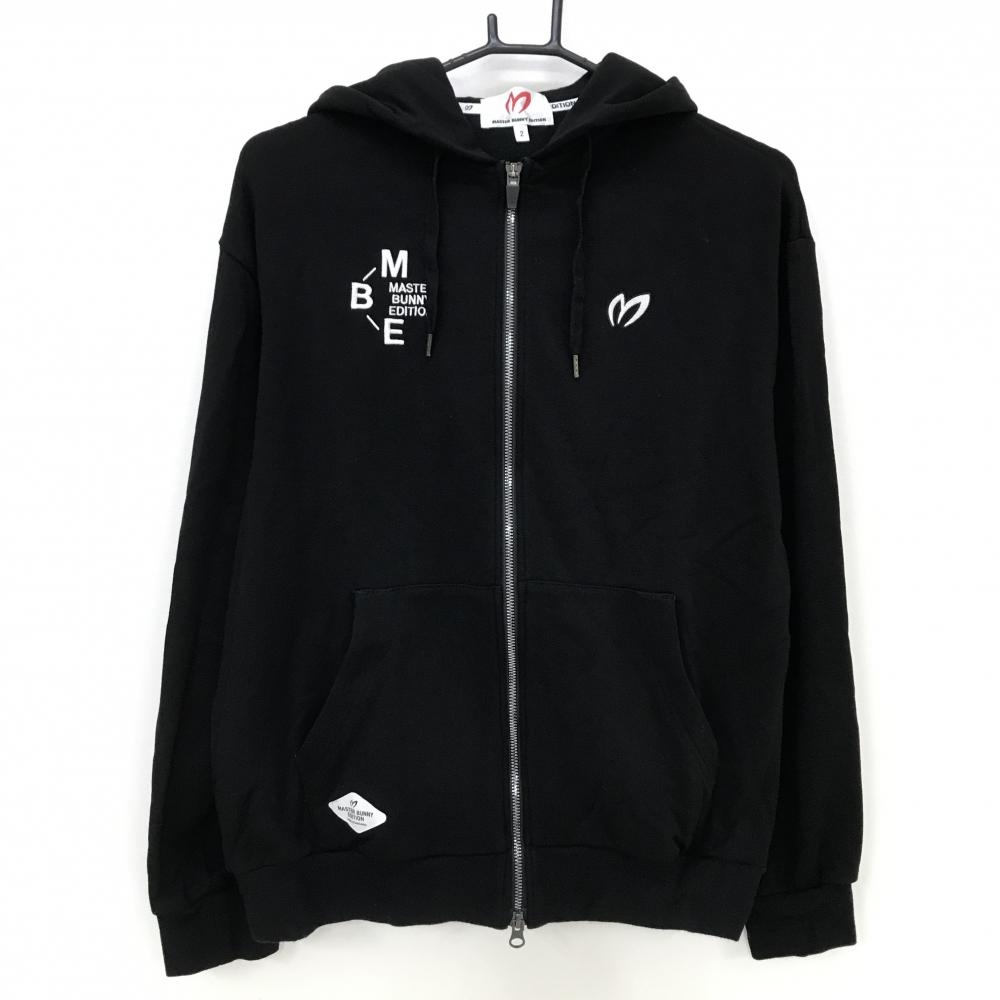 【美品】マスターバニー ジップパーカー 黒×白 背面ロゴ刺しゅう レディース 2(L) ゴルフウェア 2025年モデル MASTER BUNNY EDITION