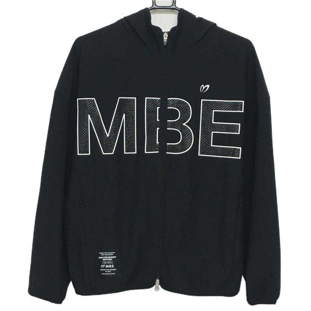 【超美品】マスターバニー ジップパーカー 黒×白 ビッグロゴ サッカー生地 レディース L ゴルフウェア 2024年モデル MASTER BUNNY EDITION