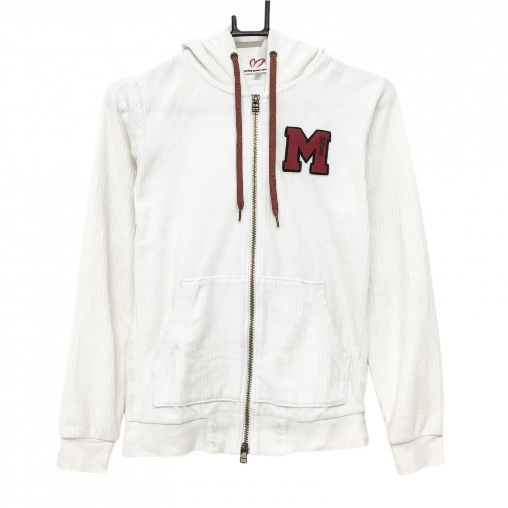 マスターバニー ジップパーカー 白 ストライプ地模様 胸ロゴ  レディース 0(S) ゴルフウェア MASTER BUNNY EDITION