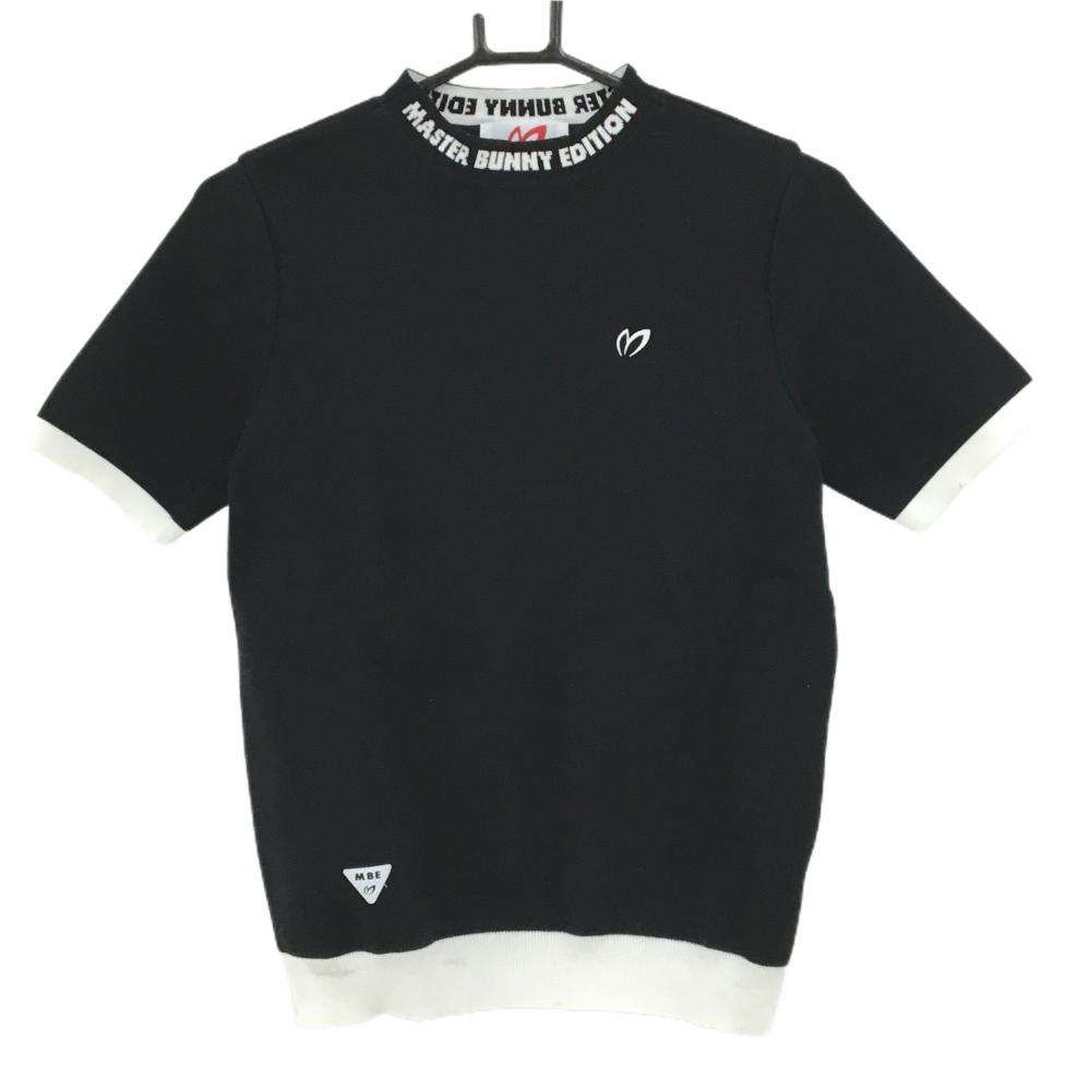 マスターバニー 半袖セーター 黒×白 ネックロゴ ニット レディース 1(M) ゴルフウェア MASTER BUNNY EDITION
