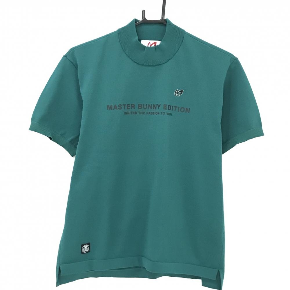 【超美品】マスターバニー 半袖ハイネックセーター グリーン×黒  レディース 1(M) ゴルフウェア 2024年モデル MASTER BUNNY EDITION