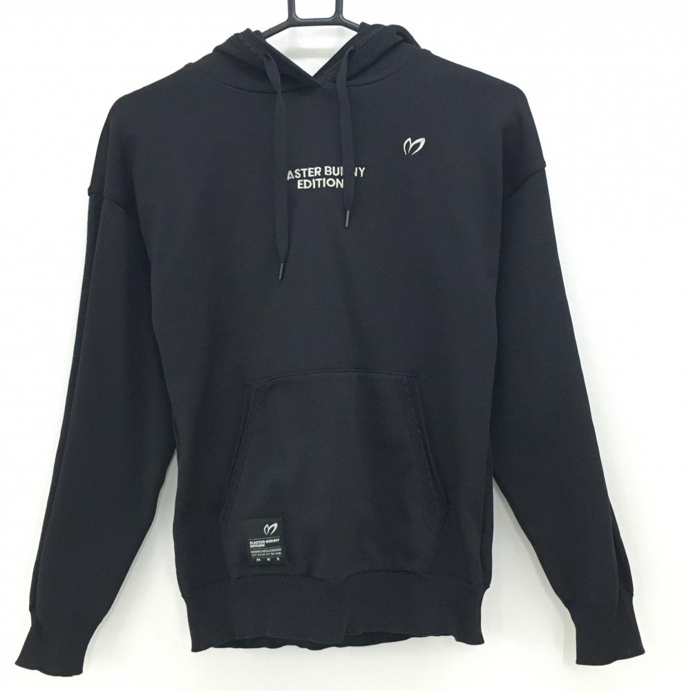 【美品】マスターバニー フード付セーター 黒 ニットパーカー 後ろラメロゴ レディース 0(S) ゴルフウェア MASTER BUNNY EDITION