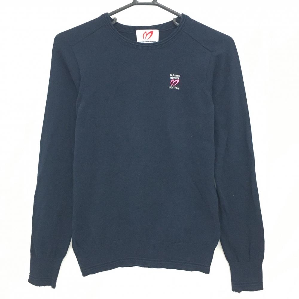 マスターバニー セーター ダークネイビー 胸ロゴ刺しゅう ニット レディース 1(M) ゴルフウェア MASTER BUNNY EDITION