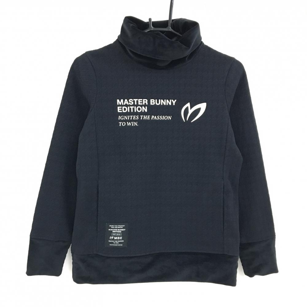 【美品】マスターバニー ハイネックトレーナー 黒 千鳥格子 ロゴ白 レディース 0(S) ゴルフウェア 2023年モデル MASTER BUNNY EDITION