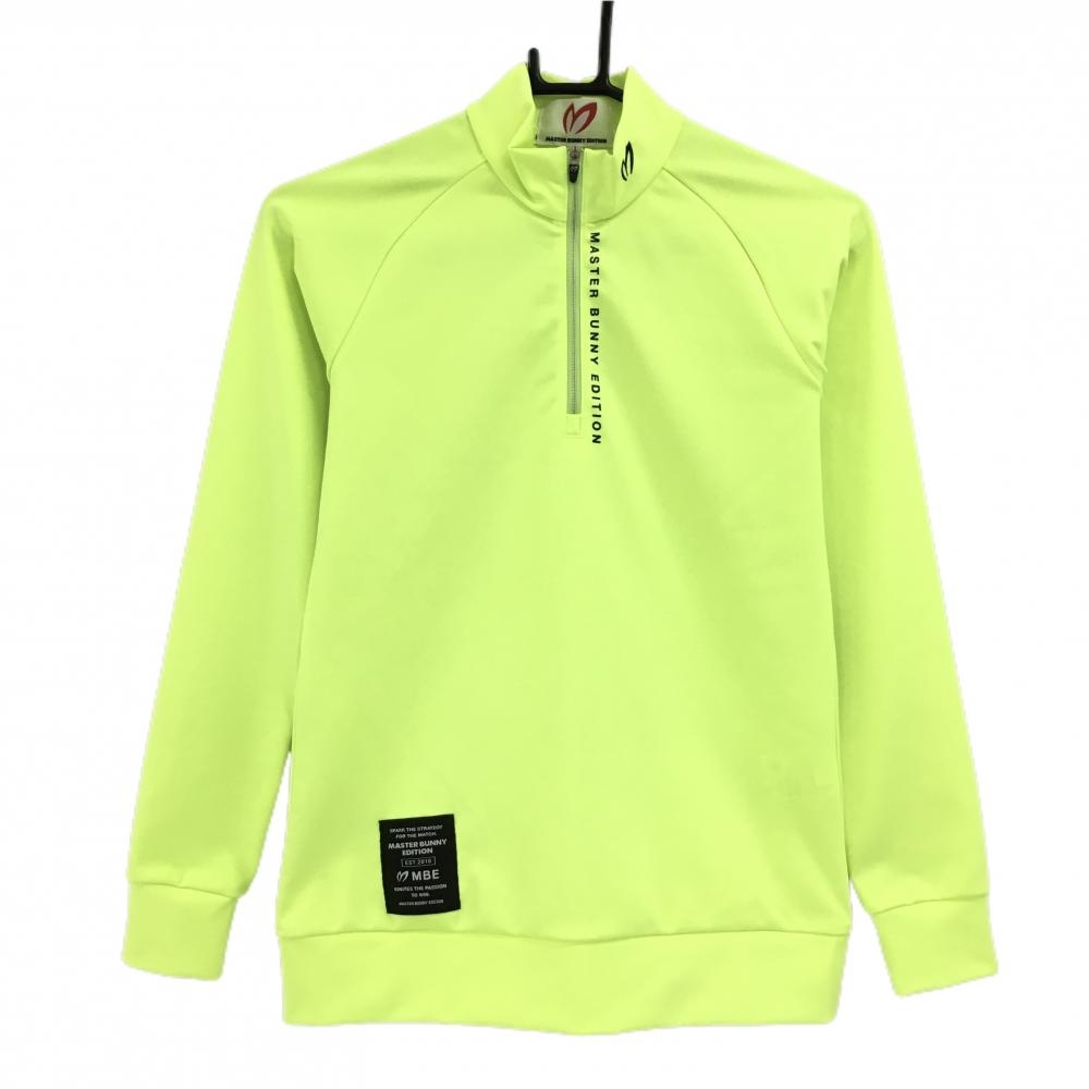 【美品】マスターバニー ハイネックトレーナー 蛍光ライトグリーン ハーフジップ  レディース 0(S) ゴルフウェア MASTER BUNNY EDITION