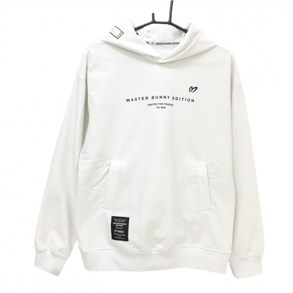 マスターバニー パーカー 白×黒 ロゴプリント 裏起毛 トレーナー レディース 2(L) ゴルフウェア MASTER BUNNY EDITION