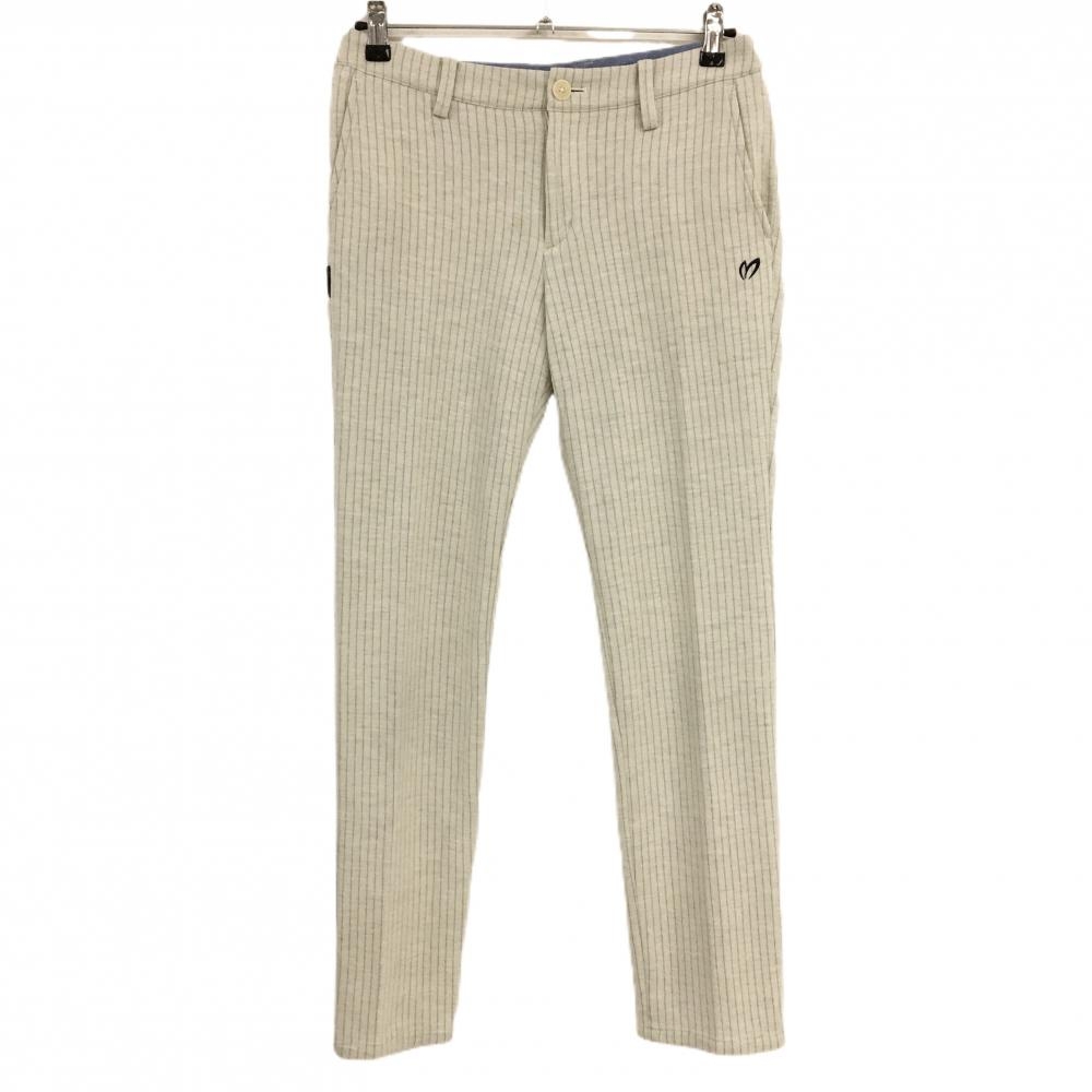 マスターバニー パンツ アイボリー×ライトグレー ストライプ ウール混  レディース 2(L) ゴルフウェア MASTER BUNNY EDITION