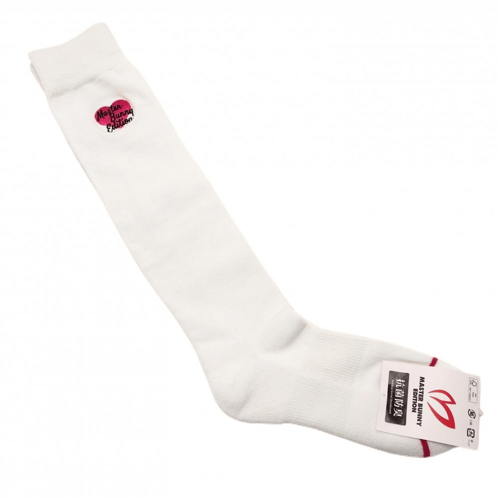 【新品】マスターバニー ハイソックス 白×ピンク ハート刺しゅう 抗菌防臭 レディース  ゴルフウェア MASTER BUNNY EDITION