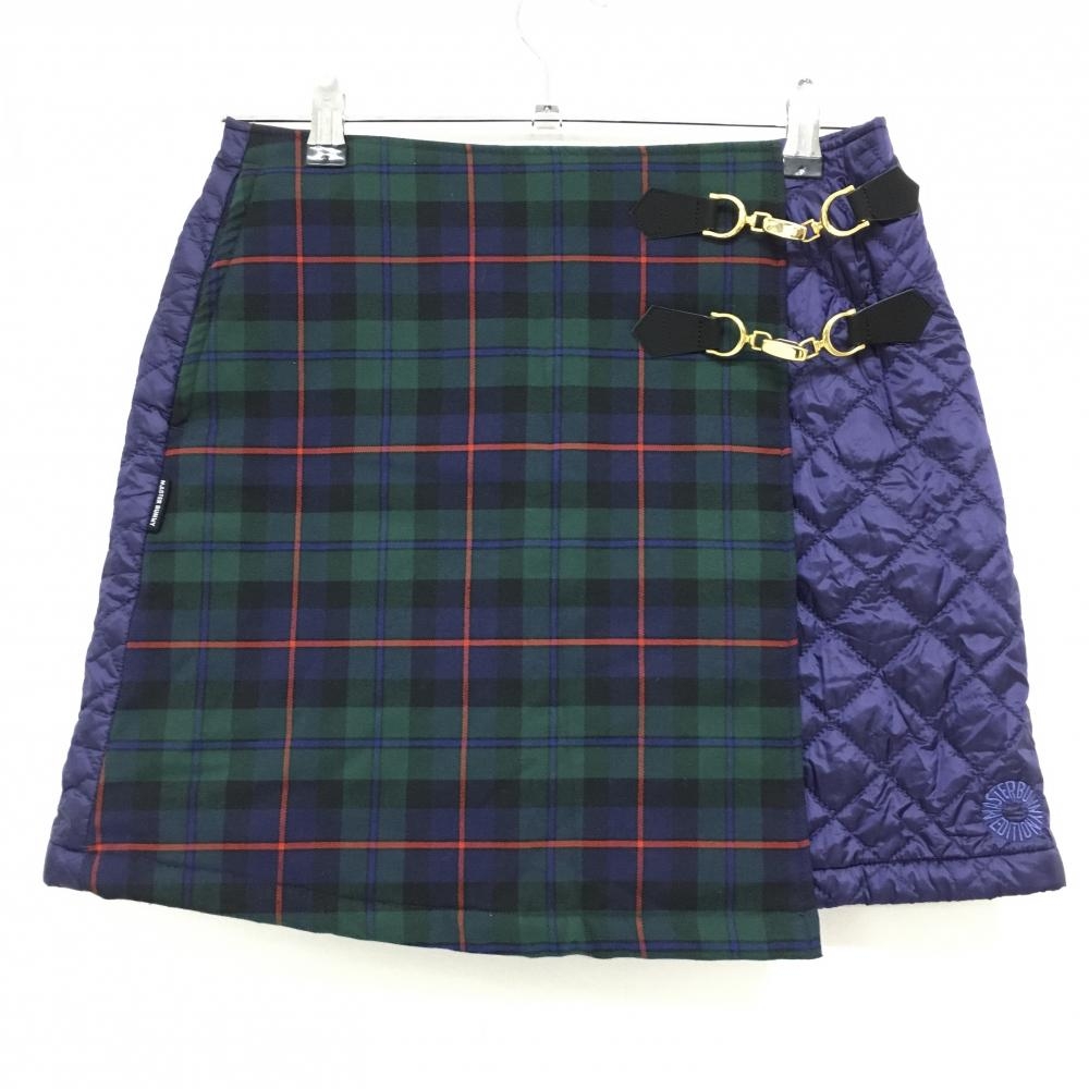 【美品】マスターバニー 中綿ラップスカート パープル×グリーン×ネイビー レディース 1(M) ゴルフウェア MASTER BUNNY EDITION