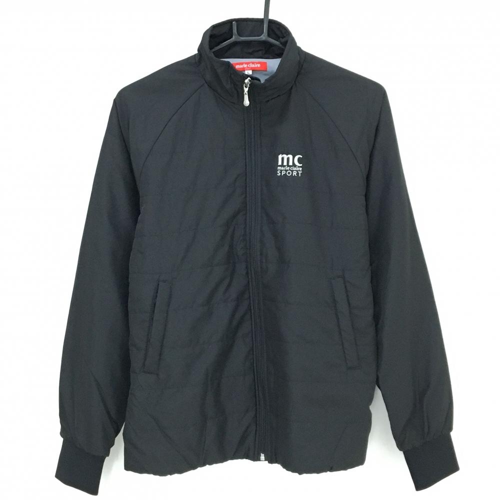 【超美品】マリクレールスポール 中綿ジャケット 黒 ロゴ レディース L ゴルフウェア marie claire