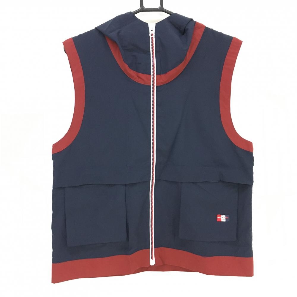 マリクレールスポール フード付きアウターベスト ネイビー×ボルドー  レディース M ゴルフウェア marie claire