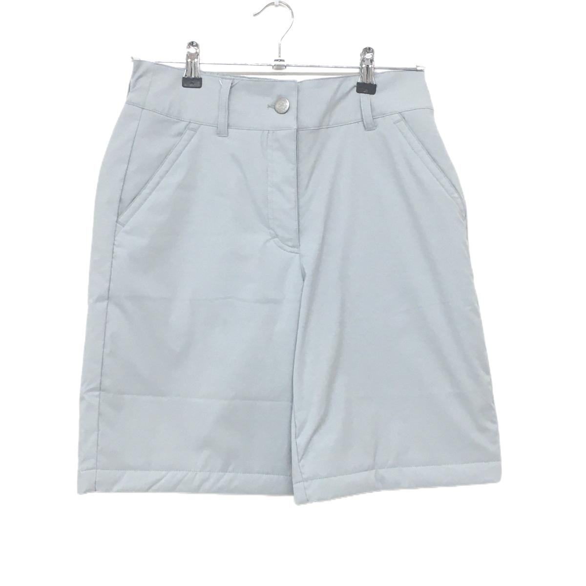【超美品】マリクレール 中綿ハーフパンツ グレー ウエスト一部ゴム ロゴ白 レディース  ゴルフウェア marie claire
