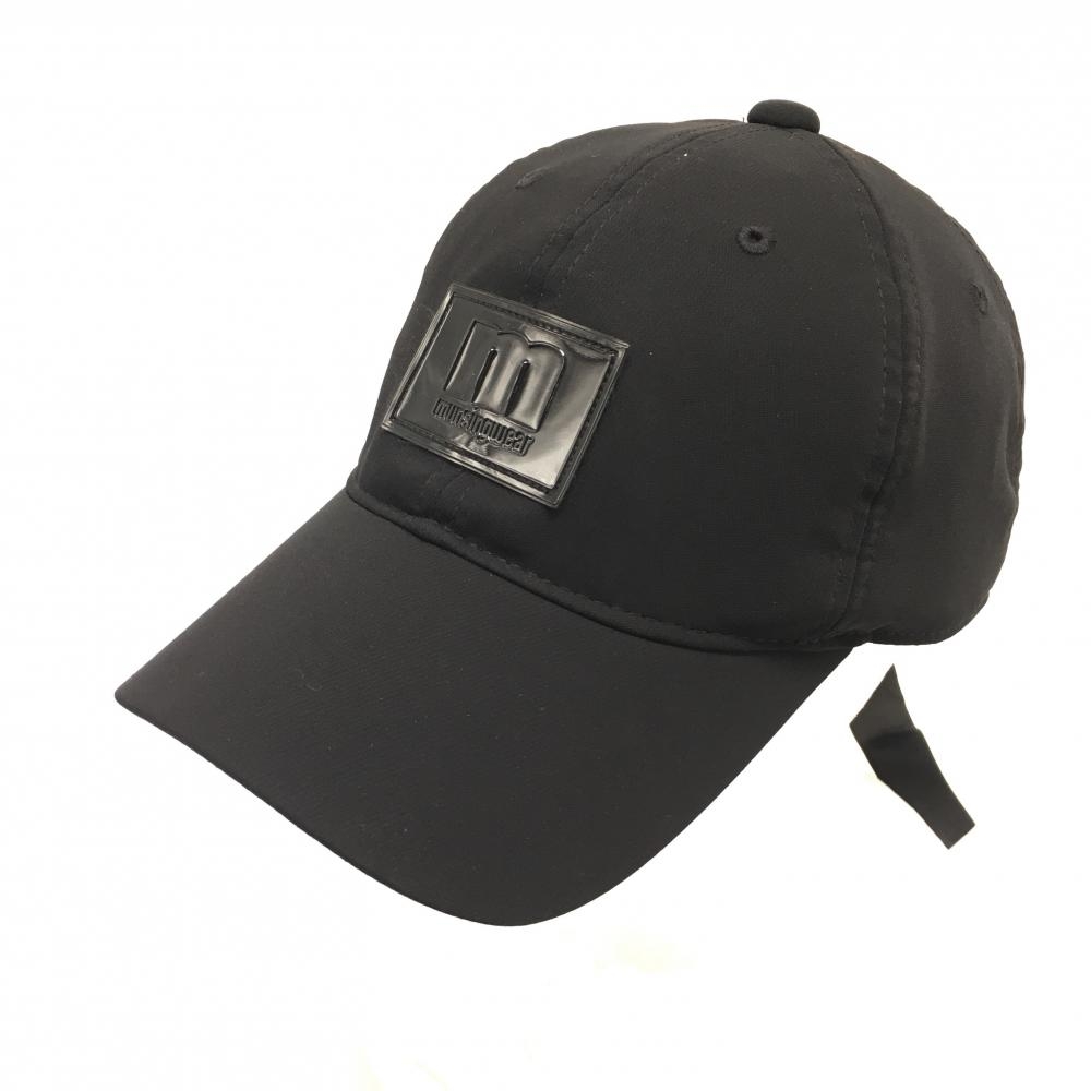 【美品】マンシングウェア キャップ 黒 リボン レディース F(55-59cm) ゴルフウェア Munsingwear