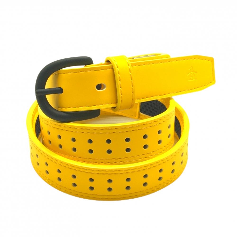 【超美品】マンシングウェア ベルト イエロー×ネイビー パンチング穴  レディース  ゴルフウェア Munsingwear