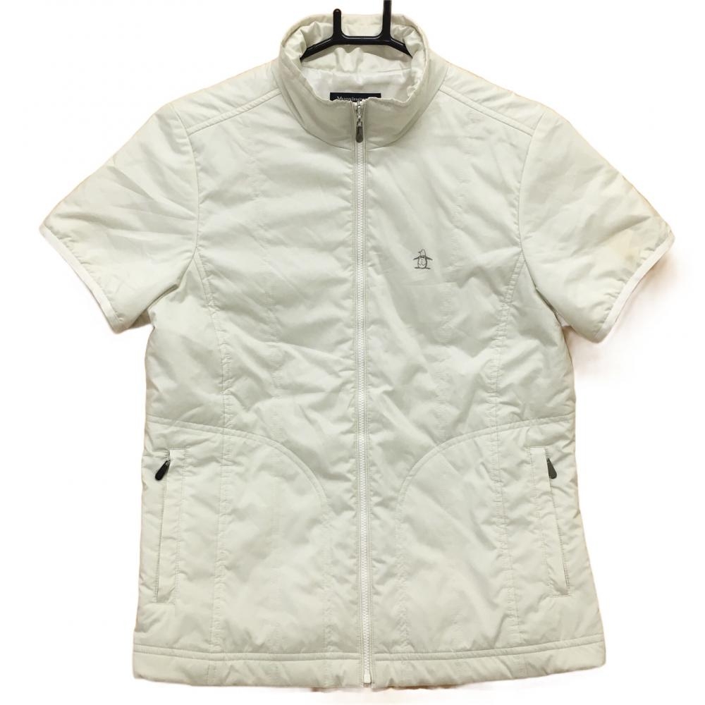 マンシングウェア 半袖中綿ジャケット アイボリー ハイネック フルジップ 軽量 レディース M ゴルフウェア Munsingwear 画像