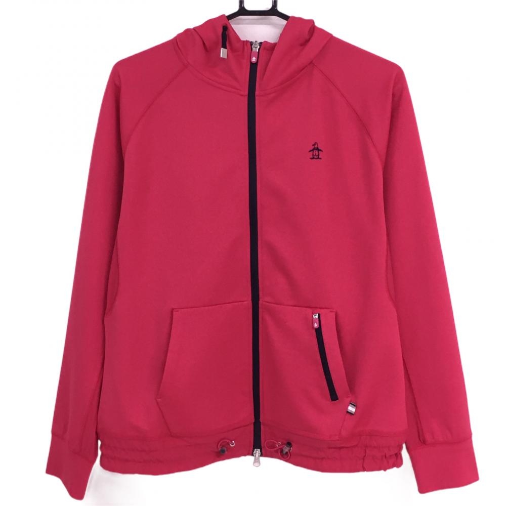 マンシングウェア ジップパーカー ピンク×ネイビー 袖下・裾異素材切替 ブルゾン  レディース LL ゴルフウェア Munsingwear