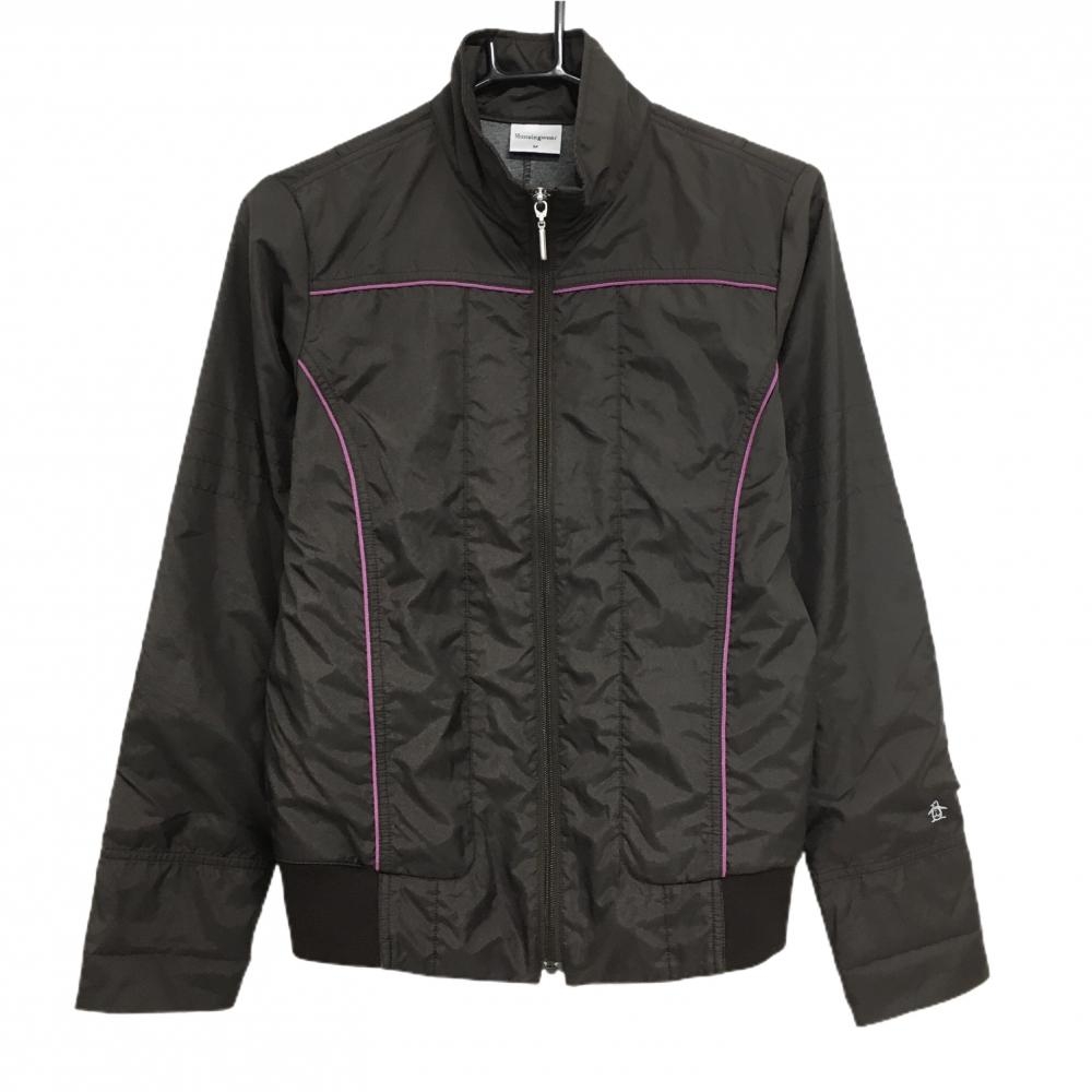 マンシングウェア ジャケット ダークブラウン×ピンク 裏地付 パイピングピンク レディース M ゴルフウェア Munsingwear