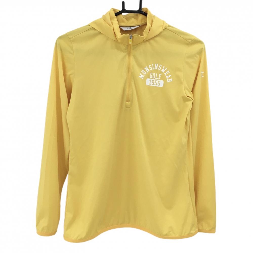 マンシングウェア パーカー イエロー ロゴプリント ハーフジップ レディース M ゴルフウェア Munsingwear