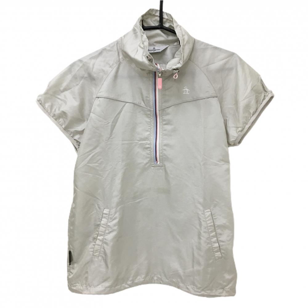 マンシングウェア 半袖ブルゾン ライトグレー ハーフジップ ネック・裾ドローコード レディース M ゴルフウェア Munsingwear