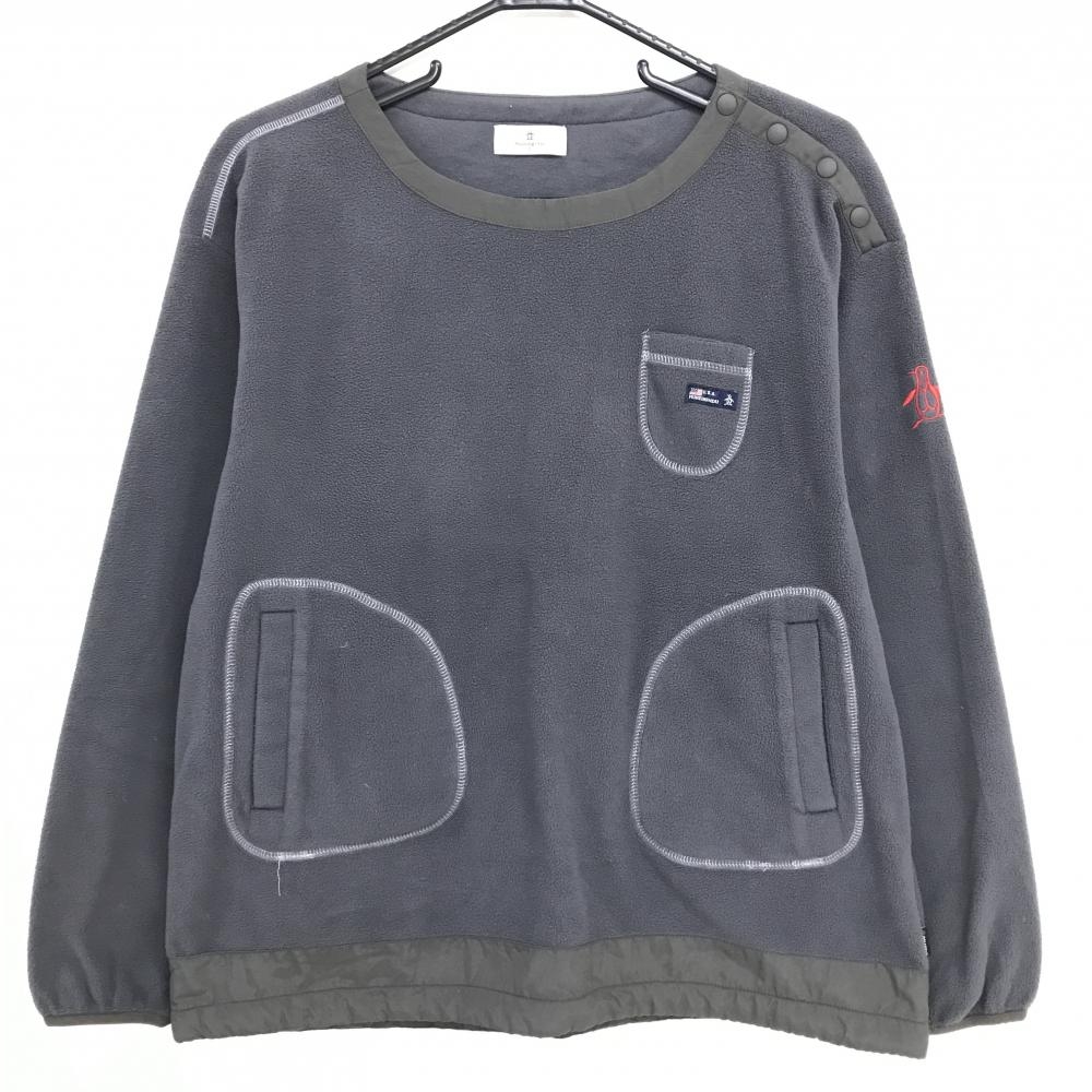 マンシングウェア フリーストレーナー ダークグレー×カーキ系 肩スナップボタン 裾ドローコード  レディース L ゴルフウェア Munsingwear