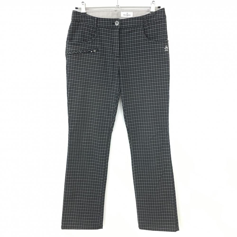 【美品】Munsingwear マンシングウェア パンツ 黒×白 チェック柄 裏起毛 レディース 11 ゴルフウェア