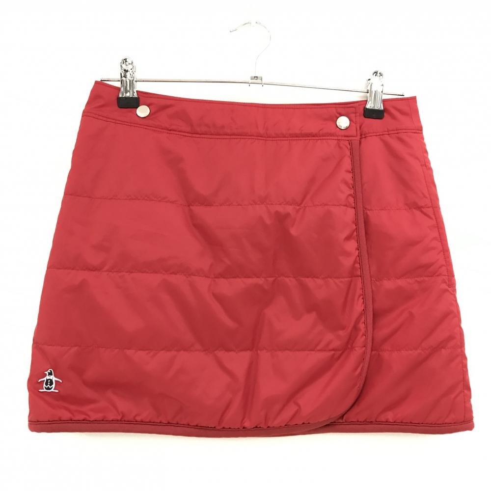 【美品】マンシングウェア 中綿リバーシブルスカート レッド 内側ボア  レディース 7 ゴルフウェア Munsingwear