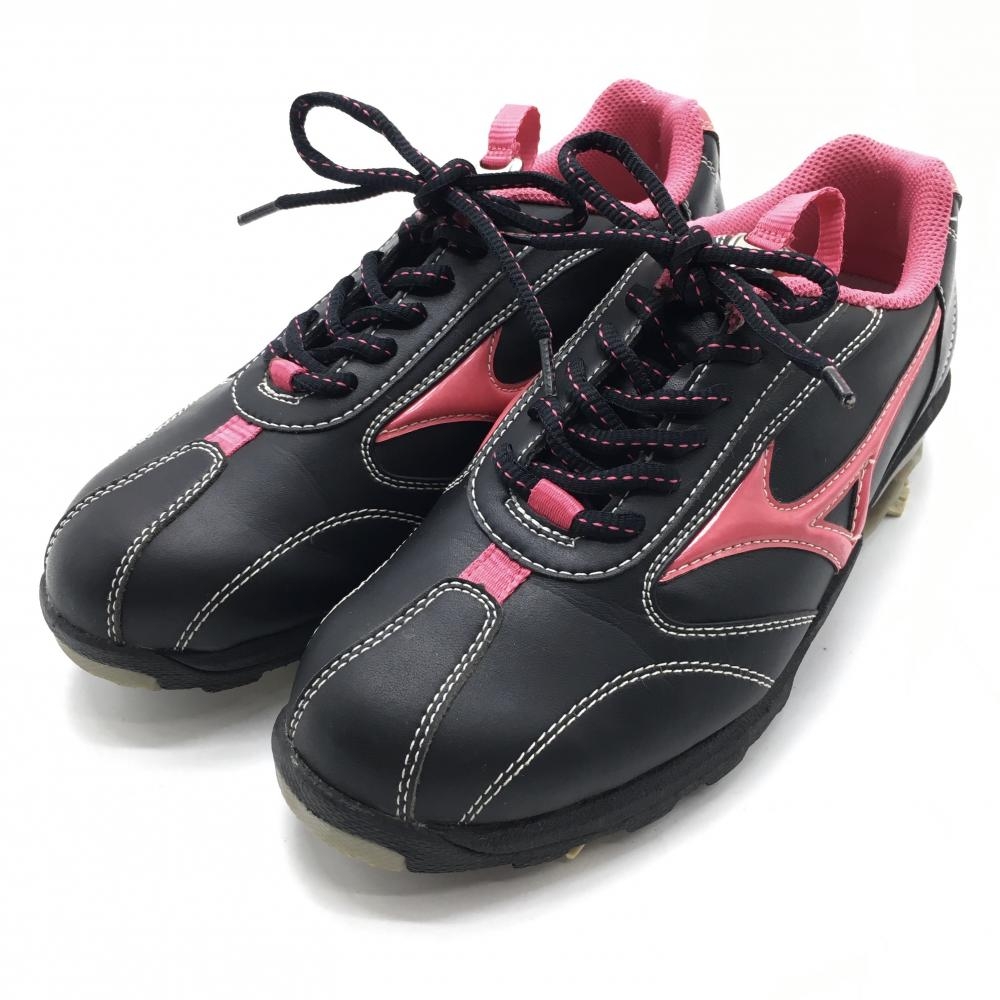 【美品】ミズノ ゴルフシューズ 黒×ピンク 45KW-00909 LIGHT STYLE レディース 23.0 ゴルフウェア MIZUNO
