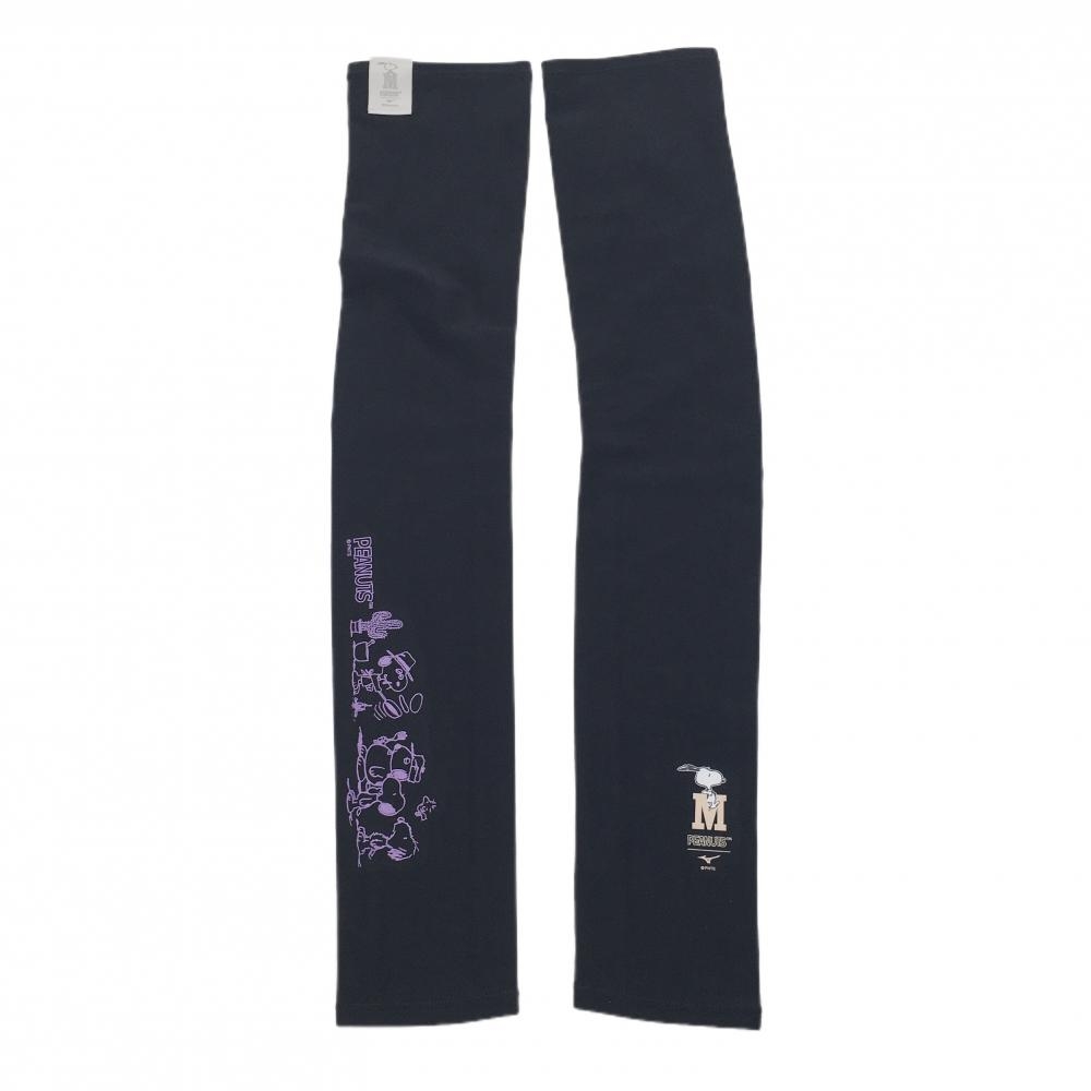 【超美品】ミズノ×PEANUTS アームカバー 黒 スヌーピー 接触冷感 レディース  ゴルフウェア MIZUNO