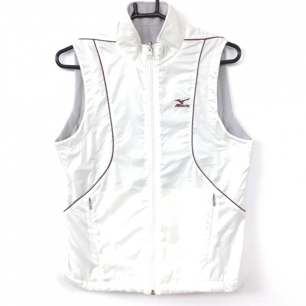 【超美品】ミズノ リバーシブルベスト 白×ボルドー 裏フリース レディース M ゴルフウェア MIZUNO