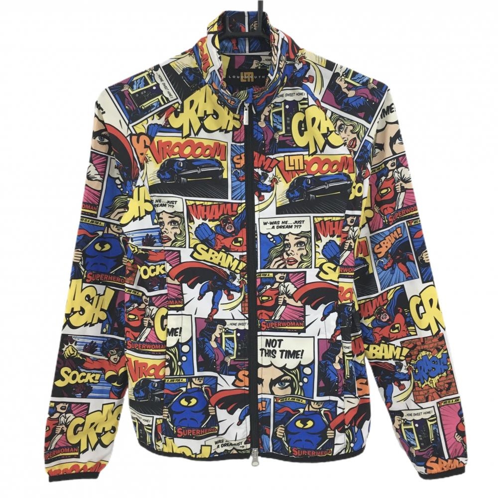【美品】ラウドマウス ジャケット 白×マルチカラー クラッシュ 薄手 レディース S ゴルフウェア LOUDMOUTH
