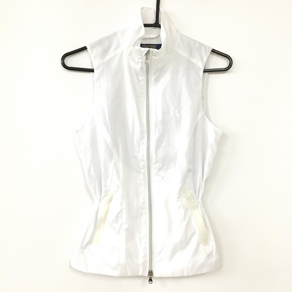 ラルフローレン ハイネックアウターベスト 白 ウエスト絞り レディース XS ゴルフウェア Ralph Lauren