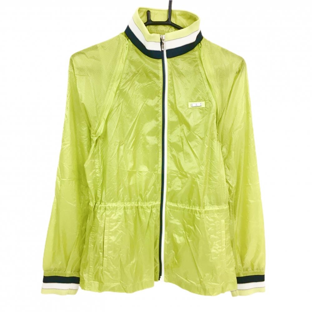 【美品】ランバンスポール 2WAYナイロンジャケット ライトグリーン×ネイビー 袖着脱可 レディース 38(M) ゴルフウェア LANVIN SPORT