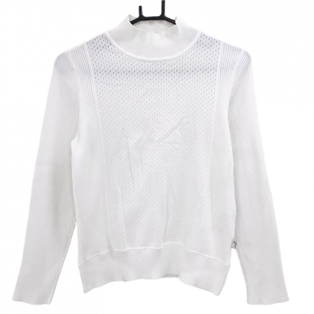 ランバンスポール ハイネックセーター 白 身頃透かし編み ニット  レディース 40(L) ゴルフウェア LANVIN SPORT