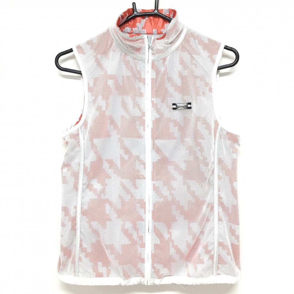 【超美品】ランバンスポール リバーシブルベスト オレンジ×ライトグレー 片面メッシュ レディース 38(M) ゴルフウェア LANVIN SPORT