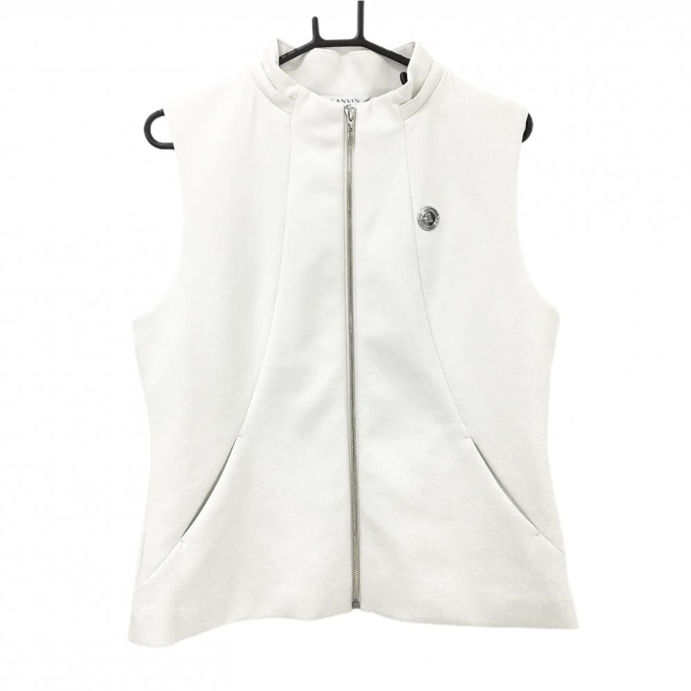 【美品】ランバンスポール アウターベスト 白 裏地付 ワッペン  レディース 42(XL) ゴルフウェア 2025年モデル LANVIN SPORT