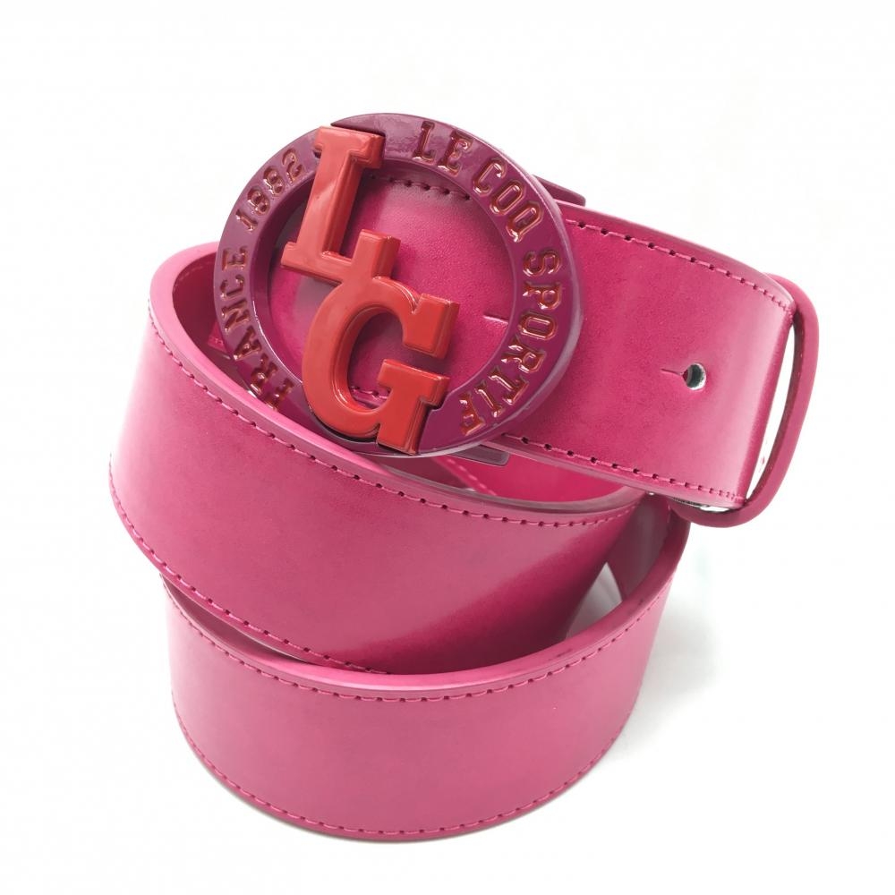 【超美品】ルコック トップ式ベルト ピンク ロゴ刺しゅう レディース  ゴルフウェア le coq sportif