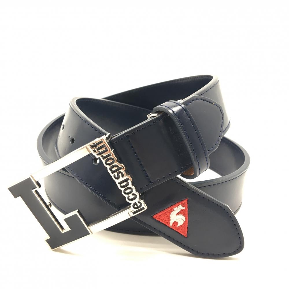 【美品】ルコック トップ式ベルト ネイビー ロゴ刺しゅう レディース  ゴルフウェア le coq sportif