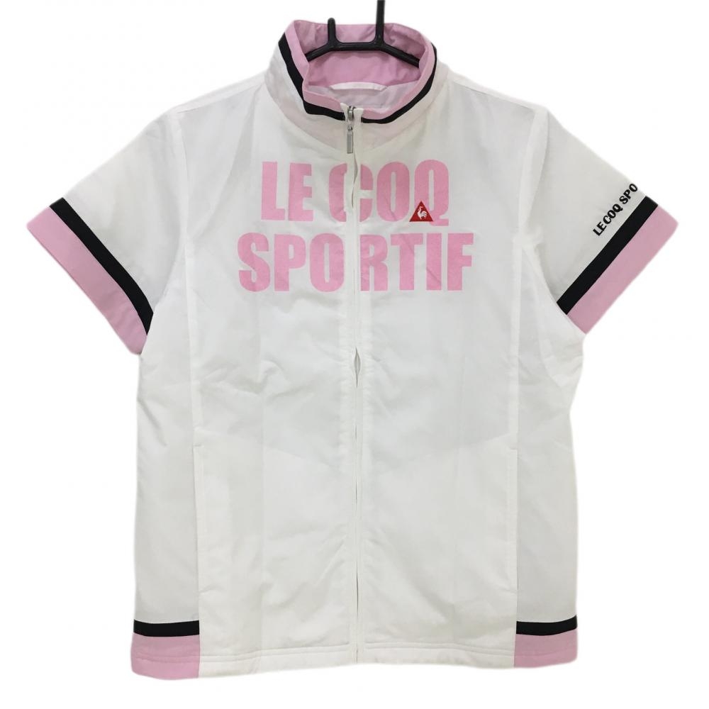ルコック 中綿半袖ジャケット 白×ピンク×黒 レディース S ゴルフウェア le coq sportif 画像