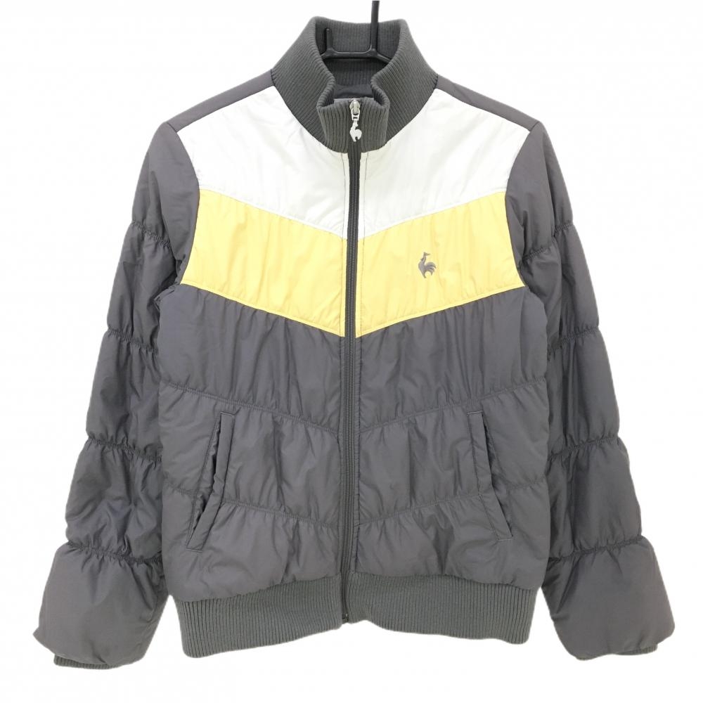 ルコック 中綿ジャケット グレー×白 ロゴ刺しゅう レディース M ゴルフウェア le coq sportif