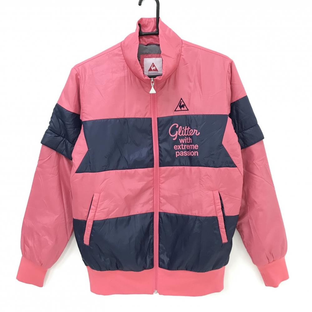 【美品】ルコックゴルフ 2WAY中綿ジャケット ピンク×ネイビー 袖着脱可 レディース L ゴルフウェア le coq sportif