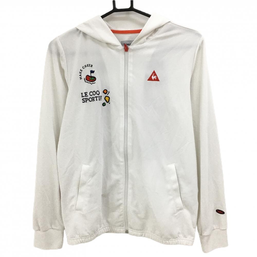 ルコック ジップパーカー 白 背面刺しゅう  レディース L ゴルフウェア le coq sportif