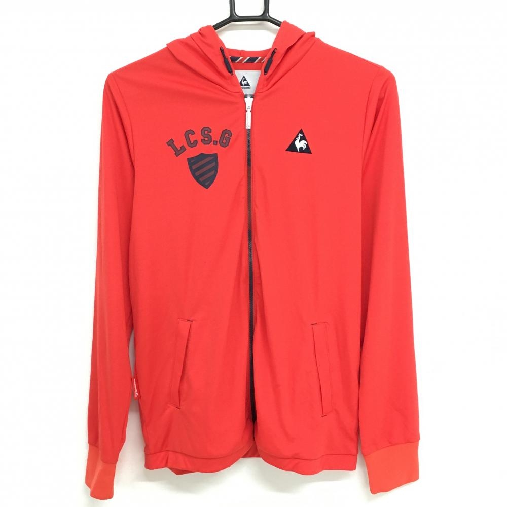 【超美品】ルコック ジップパーカー レッド×ネイビー 薄手 ジャケット レディース L ゴルフウェア le coq sportif